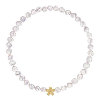 Collier Bouton d'or - Or jaune et perles Keshi