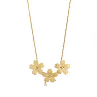 Collier Bouton d'or Trois-fleurs - Or jaune brillant