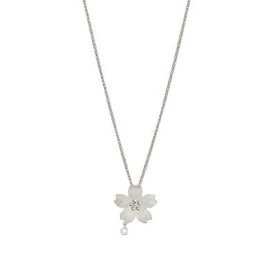 Collier Bouton d'or - Or blanc brillant