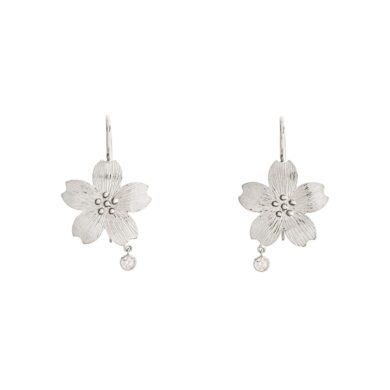 Boucles d’oreilles Bouton d'or Crochet - Or blanc brillant