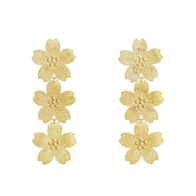 Boucles d’oreilles Bouton d'or Trois-fleurs - Or jaune