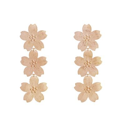 Boucles d’oreilles Bouton d'or Trois-fleurs - Or rose