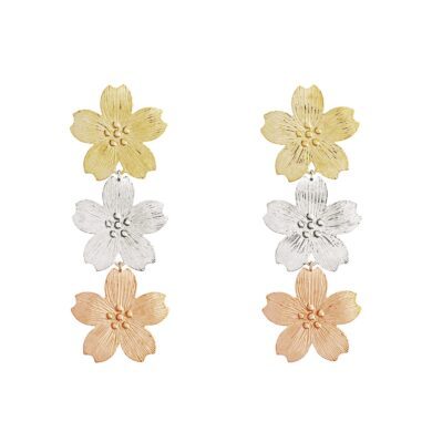 Boucles d’oreilles Bouton d'or Trois-fleurs - Tricolore