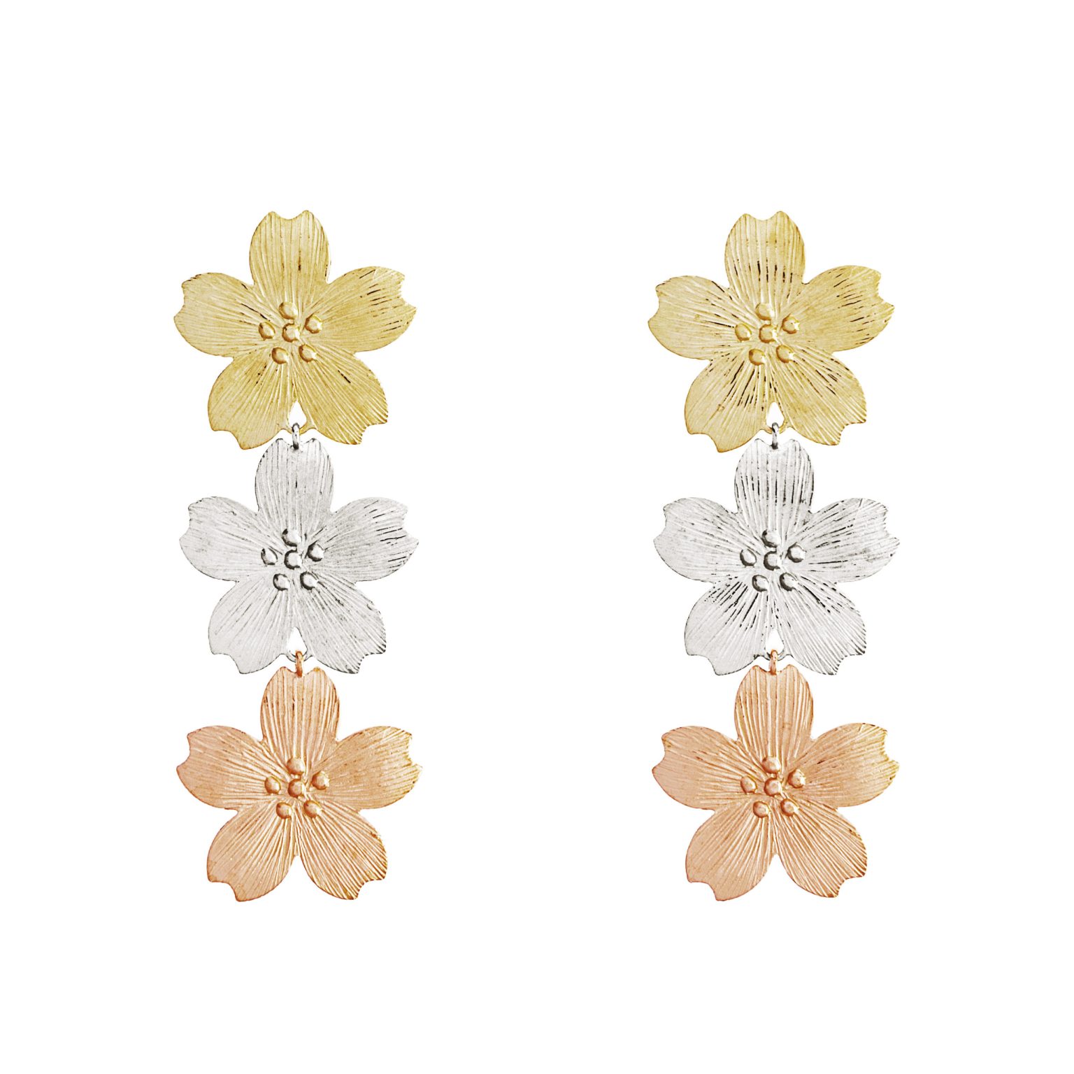 Boucles d’oreilles Bouton d'or Trois-fleurs - Tricolore