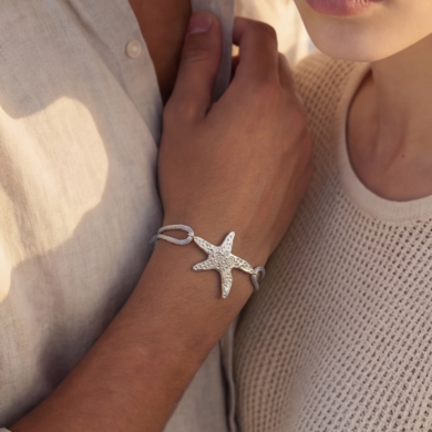 Bracelet Star Medium Cordon - Or blanc