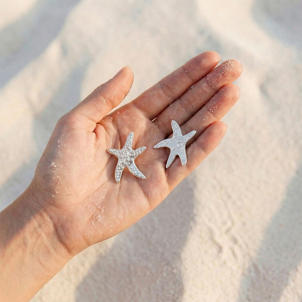 Boucles d’oreilles Star Medium - Or blanc