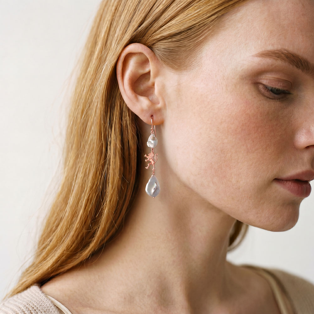 Earrings Roude Leiw - Rose gold et pearls grises