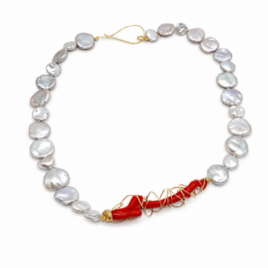 Collier MÉDITERRANÉE corail et perle