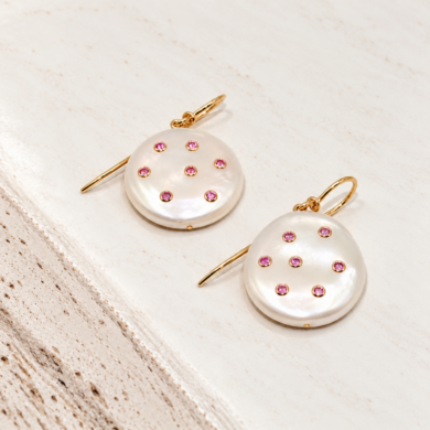 Boucles d'oreilles Perle Smarties saphirs rose