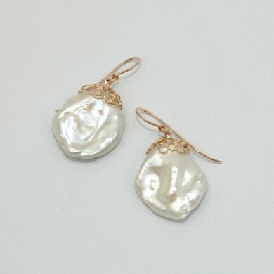 Boucles d'oreilles PEARL baroque blanche or rose