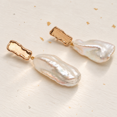 Boucles d'oreilles Ondine Pearl or rose