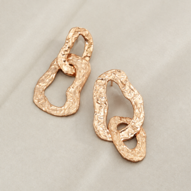 Boucles d'oreilles PYTHIE or rose double